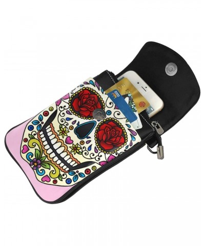 Funny Sugar Skull Small Crossbody Bags for Women PU Leather Cell Phone Purse Wallet with Card Slots $19.37 Crossbody Bags