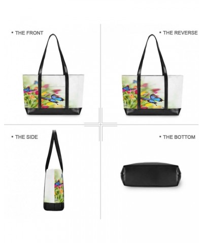 Women's Tote Shoulder Bag Tulip and Butterfly Rainbow Flag Capacity Handbag $22.87 Totes