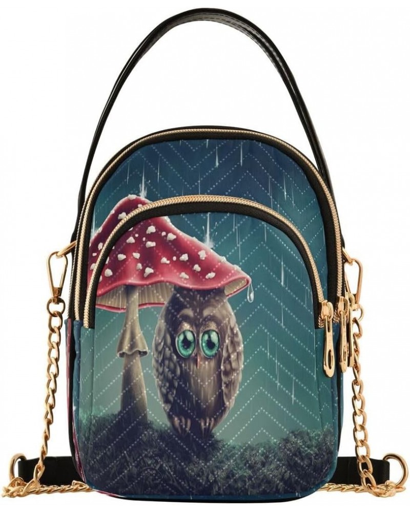 Cute Animal Owl Mushroom Crossbody Bag Small Shoulder Handbags Leather Purse for Women $14.55 Crossbody Bags