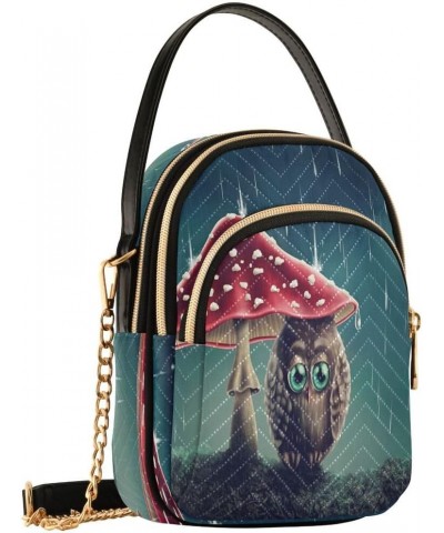 Cute Animal Owl Mushroom Crossbody Bag Small Shoulder Handbags Leather Purse for Women $14.55 Crossbody Bags