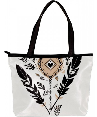 Tote Bag with Zipper, Casual Handbags for Women, Shoulder Bag, cartoon arrow feather $15.03 Totes