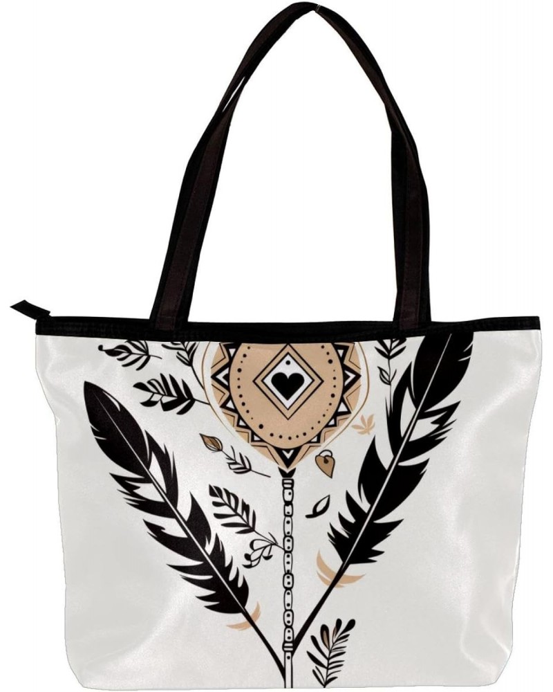 Tote Bag with Zipper, Casual Handbags for Women, Shoulder Bag, cartoon arrow feather $15.03 Totes