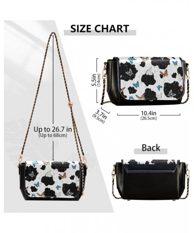 Cute Shark Area Cartoon Women Crossbody Purse Everyday Shoulder Leather Bags Designer Purse with Chain Strap Cow Print Butter...