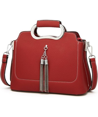 Top Handle Handbag for Women Tassel Shoulder Bag Soft Faux Leather Crossbody Bag Retro Satchel White $36.25 Totes