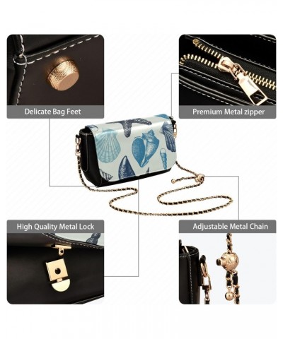 Sea Shell Blue Crossbody Bags for Women Handbag Leather Purse Shoulder Bag for Daily Work Gifts $16.40 Shoulder Bags