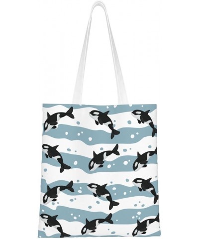 Whales Single Shoulder Fashion Canvas Tote Shopping Bags Handbags For Men And Women Whales7 $11.52 Totes