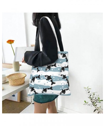 Whales Single Shoulder Fashion Canvas Tote Shopping Bags Handbags For Men And Women Whales7 $11.52 Totes