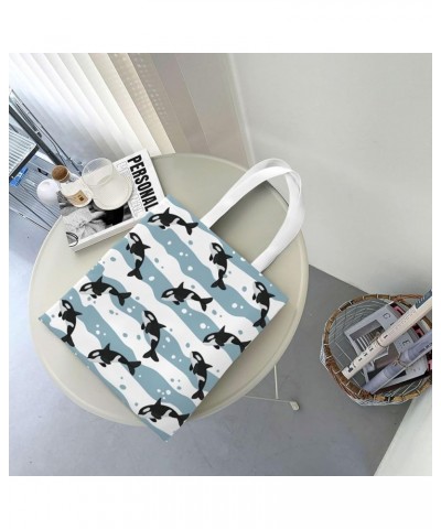 Whales Single Shoulder Fashion Canvas Tote Shopping Bags Handbags For Men And Women Whales7 $11.52 Totes