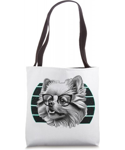 Cute Pomeranian Dog Wearing Nerd Glasses Funny Gray Pop Art Tote Bag $12.81 Totes