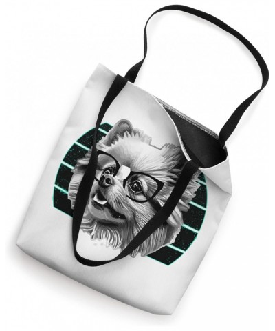 Cute Pomeranian Dog Wearing Nerd Glasses Funny Gray Pop Art Tote Bag $12.81 Totes