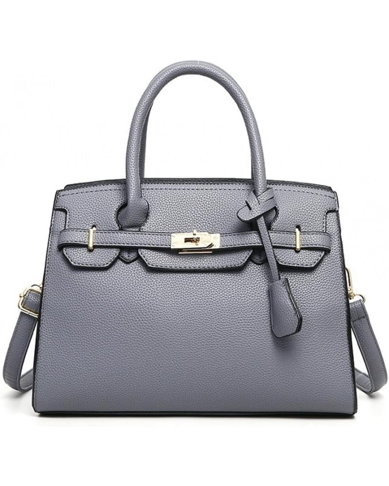 Women's Small Top Handle Satchel with Detachable Strap Ladies Designer Leather Crossbody Bag (A-Blck) B-grey $38.24 Totes