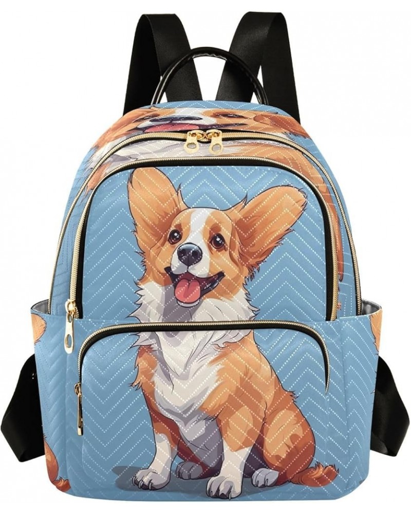 Cute Corgi Blue Backpack Purse for Women Small Mini Women's Fashion Backpack with Double Zipper Weekend Bag,M Medium $16.10 B...