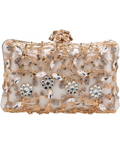 Women Trendy Evening Clutch Luxury Handbag with Rhinestone for Wedding Party Prom Banquet A-white $23.59 Evening Bags