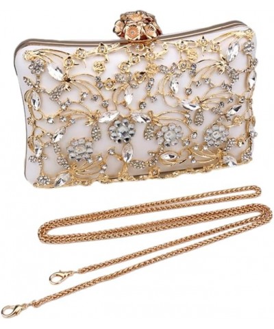 Women Trendy Evening Clutch Luxury Handbag with Rhinestone for Wedding Party Prom Banquet A-white $23.59 Evening Bags