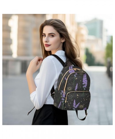 Backpack Purse for Women Lavender Stars Moon, Mini Fashion Backpack Constellation Boho Lightweight Casual Daypack Shoulder Ba...