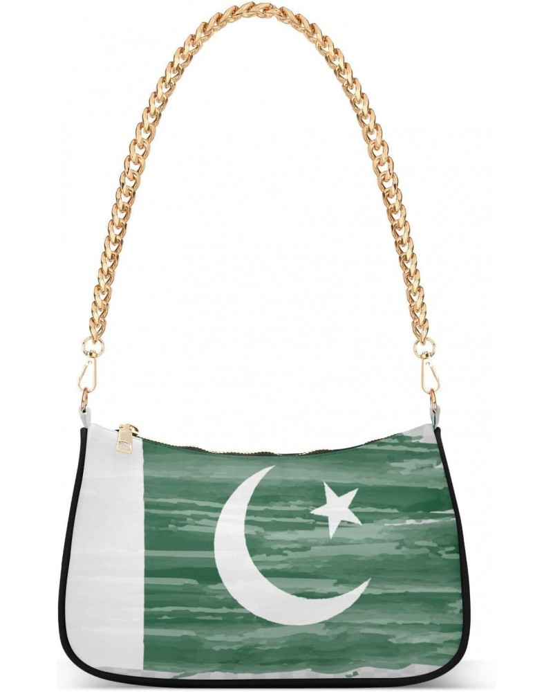 Patriot Shoulder Bag Pakistan Flag Watercolor Women Clutch Handbag Shoulder Purch Boho Bag Date Chain Bag Country Flag Tote B...