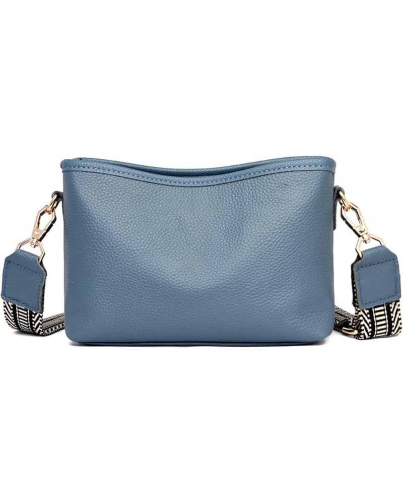 Crossbody bags for Women Crossbody Purse Shoulder Bag Top Layer Leather Blue $17.81 Crossbody Bags