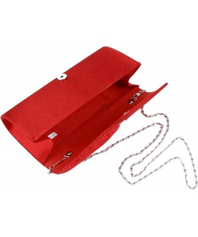 Evening Clutch Handbag Women Fashion Pleated Crystal-Studded Crossbody Shoulder Bag Chain Clutch Purse (Red) Red $14.07 Eveni...