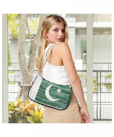 Patriot Shoulder Bag Pakistan Flag Watercolor Women Clutch Handbag Shoulder Purch Boho Bag Date Chain Bag Country Flag Tote B...