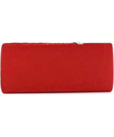 Evening Clutch Handbag Women Fashion Pleated Crystal-Studded Crossbody Shoulder Bag Chain Clutch Purse (Red) Red $14.07 Eveni...