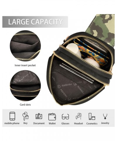 Camouflage Army Green Crossbody Sling Bag for Women Men Leather Chest Bags Purse Adjustable Cross Body Daypack for Teen Boys ...