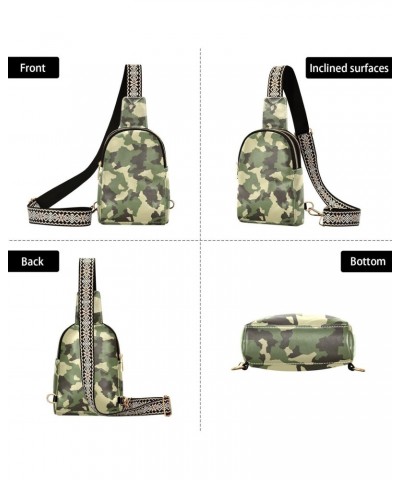 Camouflage Army Green Crossbody Sling Bag for Women Men Leather Chest Bags Purse Adjustable Cross Body Daypack for Teen Boys ...