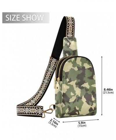 Camouflage Army Green Crossbody Sling Bag for Women Men Leather Chest Bags Purse Adjustable Cross Body Daypack for Teen Boys ...