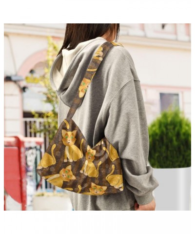 Plush Underarm Bag-Cute Cat Pattern, Ladies Fluffy Shoulder Bag, Women Fluffy Tote Bag for Autumn and Winter $14.30 Totes