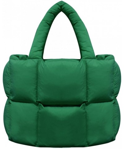 women large puffer purse puffy tote bags dupes light weight handmade nylon bag woven shoulder handbag Dark Green $21.82 Shoul...