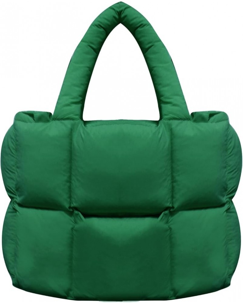 women large puffer purse puffy tote bags dupes light weight handmade nylon bag woven shoulder handbag Dark Green $21.82 Shoul...