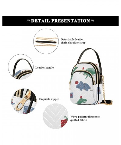 Cute Cartoon Christmas Dinosaurs Crossbody Bag for Women Cell Phone Purse Wallet with Removable Chain Shoulder Handbag for Tr...