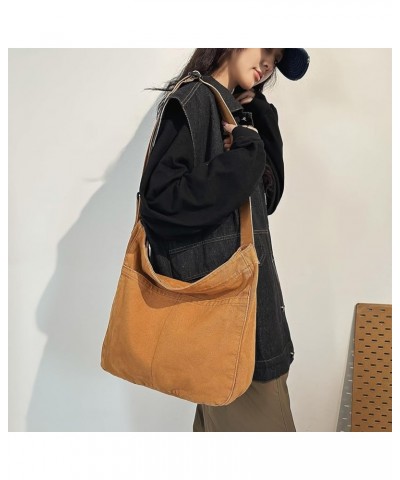 Canvas Tote Bag for Women Men Unisex Purses Women's Crossbody Handbags Hobo Shoulder Bag for Teen Girls… Brown-a $14.28 Totes