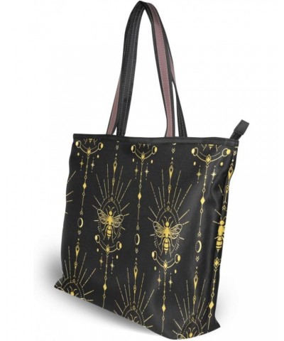 Womens Tote Bag, Bee Moon Sun Star 1907218747 Ladies Zip Shoulder Handbags $9.60 Shoulder Bags