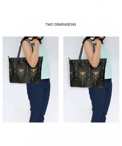 Womens Tote Bag, Bee Moon Sun Star 1907218747 Ladies Zip Shoulder Handbags $9.60 Shoulder Bags