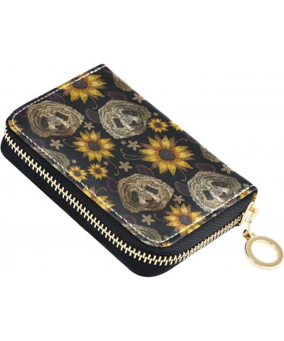 Panda Head Sunflowers RFID Credit Card Holder Leather With Zipper Card Case Wallet for Women Girls $9.68 Wallets