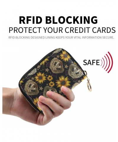 Panda Head Sunflowers RFID Credit Card Holder Leather With Zipper Card Case Wallet for Women Girls $9.68 Wallets