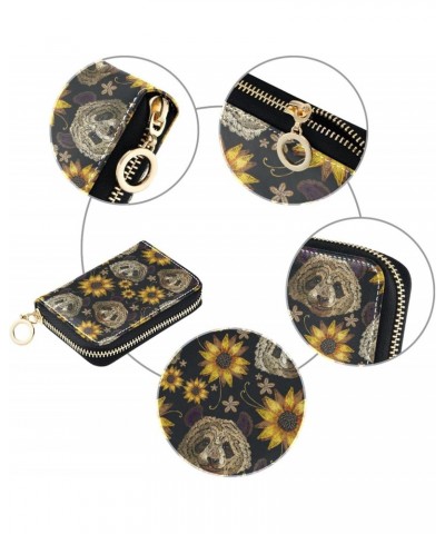 Panda Head Sunflowers RFID Credit Card Holder Leather With Zipper Card Case Wallet for Women Girls $9.68 Wallets