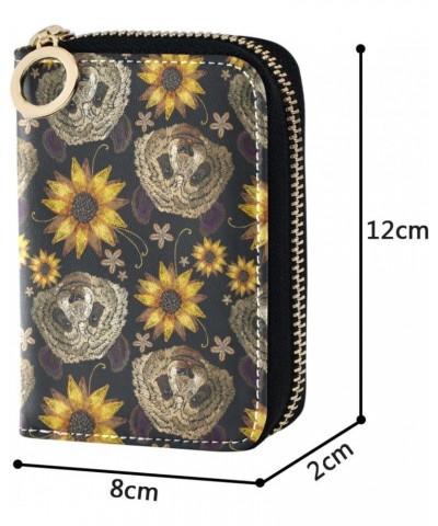 Panda Head Sunflowers RFID Credit Card Holder Leather With Zipper Card Case Wallet for Women Girls $9.68 Wallets