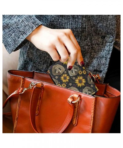 Panda Head Sunflowers RFID Credit Card Holder Leather With Zipper Card Case Wallet for Women Girls $9.68 Wallets