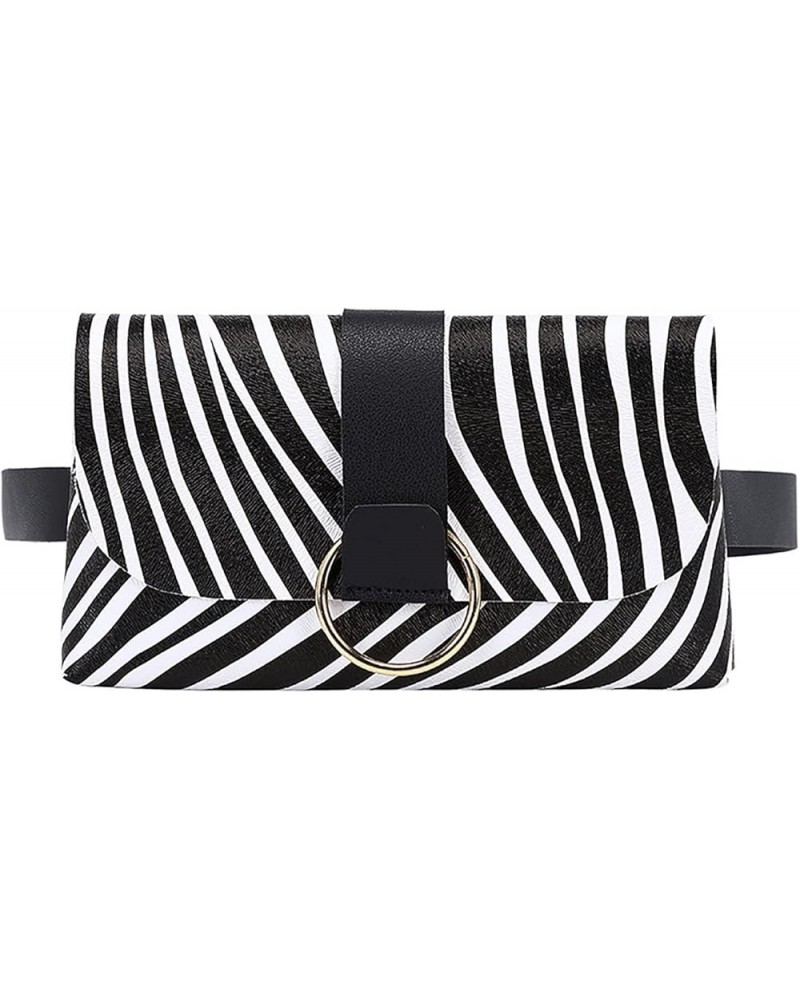 Fashionable Fanny Packs for Women (Black) Zebra Pattern $27.93 Totes