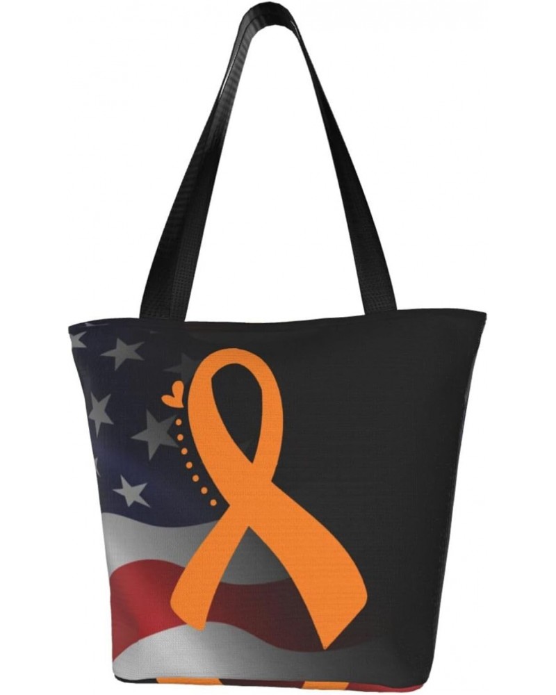 Appendix Cancer Awareness Orange Ribbon Fashion Shoulder Bag Large Capacity For Man Or Woman $16.17 Totes