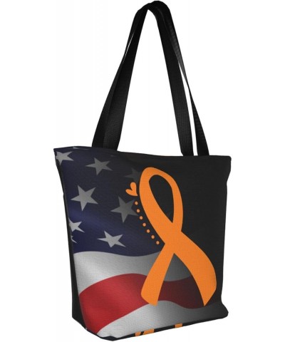 Appendix Cancer Awareness Orange Ribbon Fashion Shoulder Bag Large Capacity For Man Or Woman $16.17 Totes