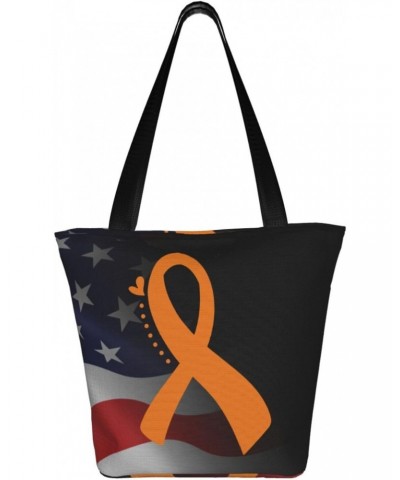 Appendix Cancer Awareness Orange Ribbon Fashion Shoulder Bag Large Capacity For Man Or Woman $16.17 Totes