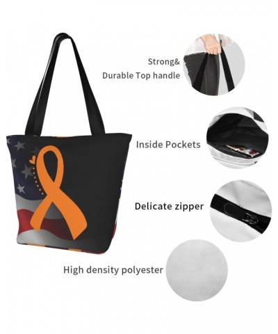 Appendix Cancer Awareness Orange Ribbon Fashion Shoulder Bag Large Capacity For Man Or Woman $16.17 Totes