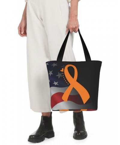 Appendix Cancer Awareness Orange Ribbon Fashion Shoulder Bag Large Capacity For Man Or Woman $16.17 Totes