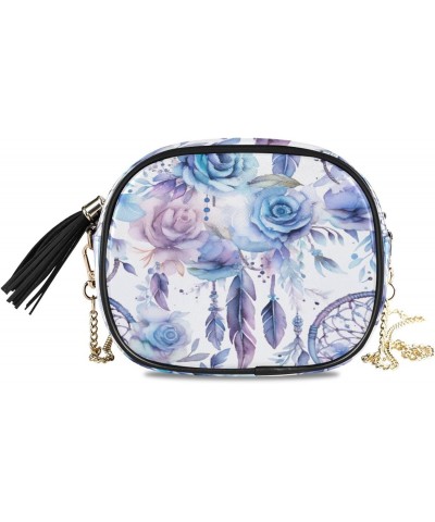 Crossbody Purse Small Crossbody Bags Shoulder Handbags Dreamcatcher Blue Rose for Women $13.24 Shoulder Bags