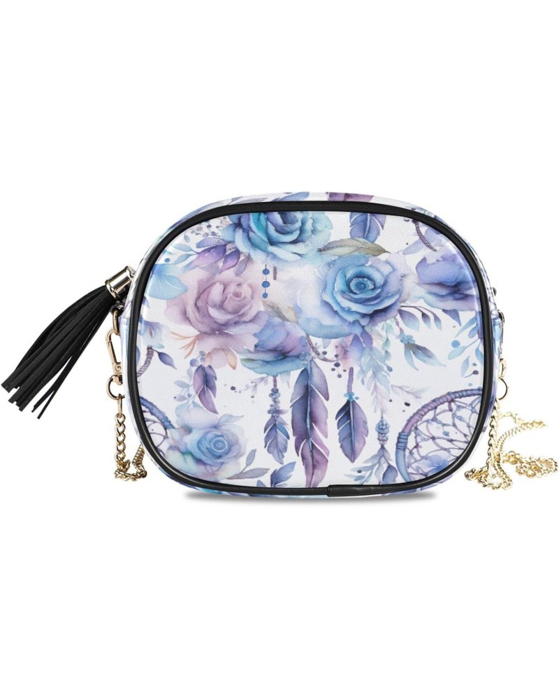 Crossbody Purse Small Crossbody Bags Shoulder Handbags Dreamcatcher Blue Rose for Women $13.24 Shoulder Bags