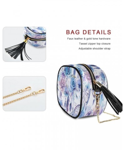 Crossbody Purse Small Crossbody Bags Shoulder Handbags Dreamcatcher Blue Rose for Women $13.24 Shoulder Bags