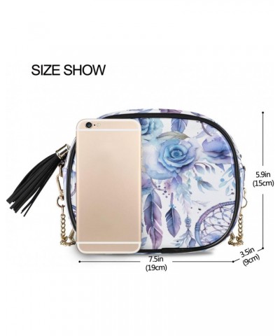 Crossbody Purse Small Crossbody Bags Shoulder Handbags Dreamcatcher Blue Rose for Women $13.24 Shoulder Bags