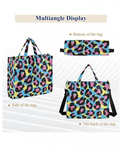 Corduroy Handbags for Women Tote Bags with Adjustable Strap Colorful Leopard Shoulder Bag Casual Crossbody Bag Ladies Handbag...